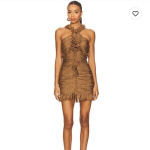 Brown Ruched Mini Dress
